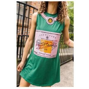 Queen Of Sparkles Green Sleeveless Champagne Dress